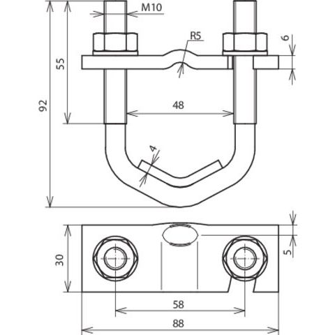 DEHN - Verbinder für Blitzschutz Bügelklemme BVK1648610FL40BSBSTB f. Rd 10mm/Fl30-40mm