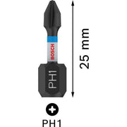 Bosch - Bit PRO Phillips Impact Bit, 2608522468 PH1, 25 mm, 2-tlg