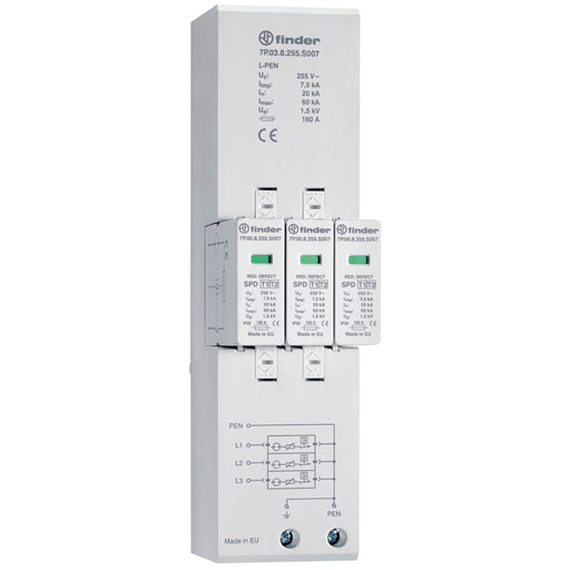 Finder - Blitzstromableiter für Energietechnik Kombiableiter 7P.03.8.255.S007