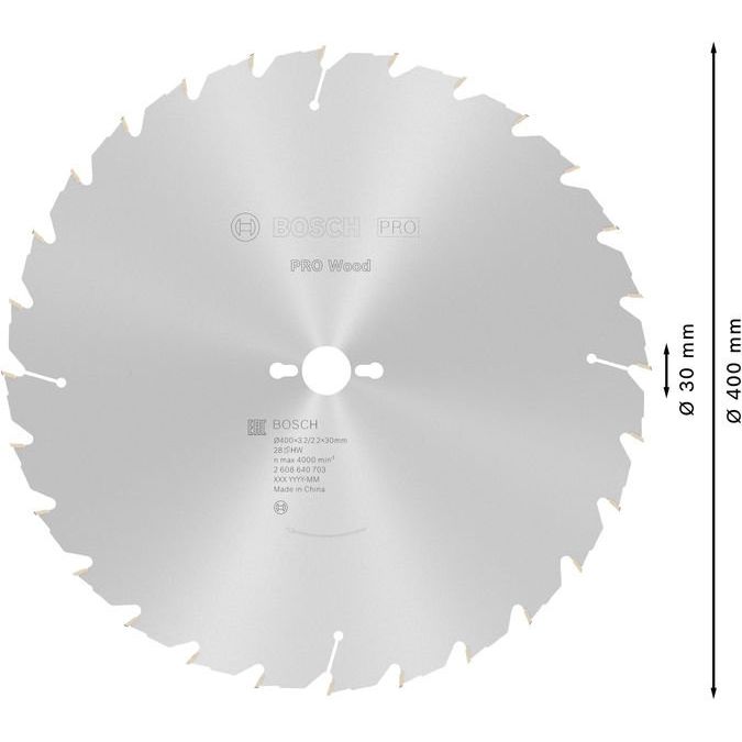 Bosch - Kreissägeblatt PRO Wood Kreissägeblatt, 2608640703 400 x 3,2 x 30 mm
