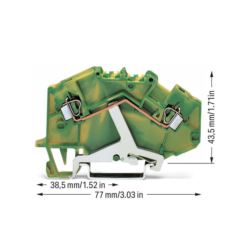 WAGO - Schutzleiter-Reihenklemme Schutzleiterklemme 780-607 0,08-2,5mmq gn/gelb