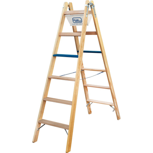 ILLER-LEITER - Stufenleiter Holz Stufen Stehleiter 2107-7 ERGO Plus 2x7 Stufen