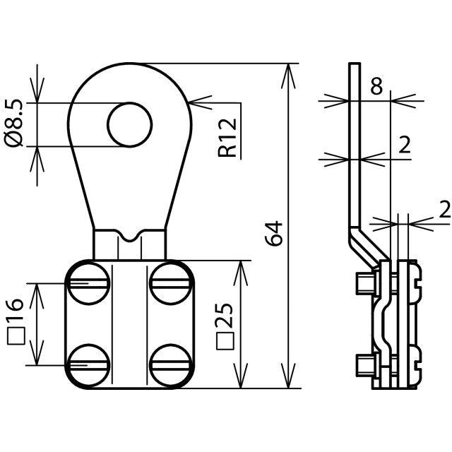 DEHN - Zubehör/Ersatzteile für Erdung und Blitzschutz Erdungskabelschuh EKSG8 AQ6 16 CUGALZN 6-16qmm