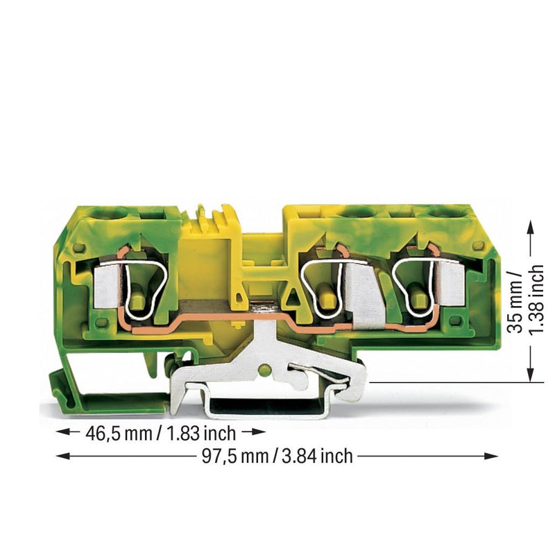 WAGO - Schutzleiter-Reihenklemme 3-Leiter-Schutzleiterklem. 284-687/999-950 Ex e II geeignet − 25 Stück