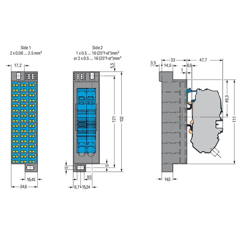 WAGO - Feldbus, Dez. Peripherie - Kommunikations-Modul PotentialblockAufdruck1-24 726-631 dunkelgrau