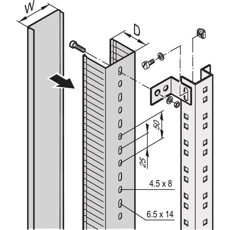 Schroff - Komponente für Verdrahtung, Kabeleinführung und -fixierung (Gehäuse/Schaltschr.) Kabelkanal 60103011 − 2 Stück