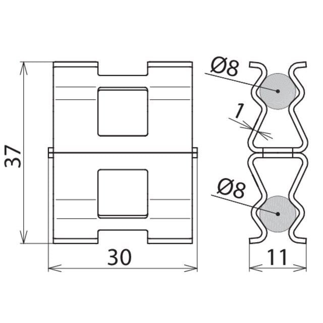 DEHN - Verbinder für Blitzschutz Bewehrungsklemme DC BK 8 RD8 STBLANK DEHNclip 8/8mm