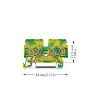 WAGO - Schutzleiter-Reihenklemme Schutzleiterklemme 870-837 0,08-2,5/4qmm gn/ge − 100 Stück