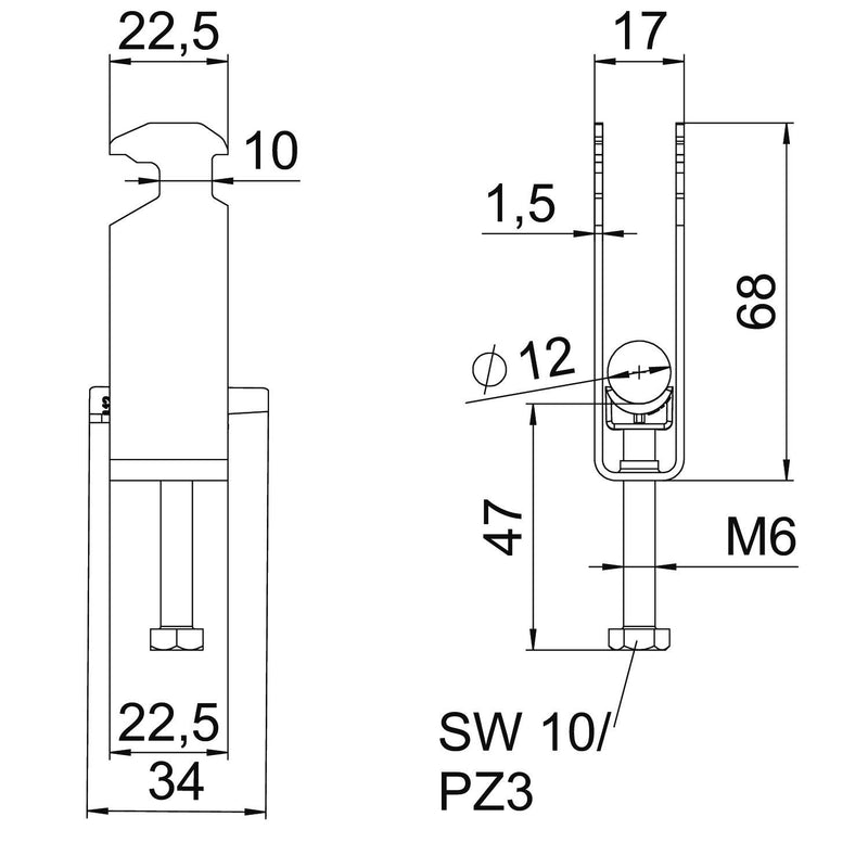 OBO Bettermann - Bügelschelle BS-H3-K-12 ALU 3-fach − 50 Stück