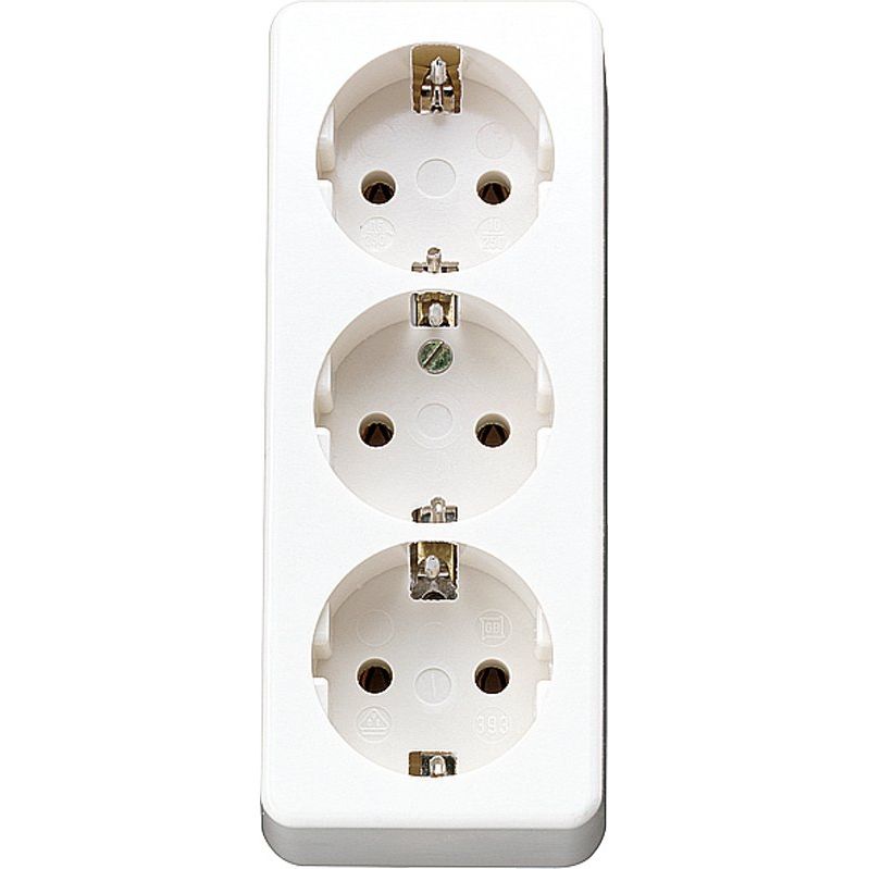 Jung - Mehrfachsteckdose SCHUKO-Dreifach-Steckdose 10 S 23 LA WW o.Zugentlastung, aws