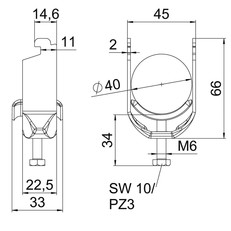 OBO Bettermann - Bügelschelle BS-N1-M-40 A2 34-40mm − 25 Stück