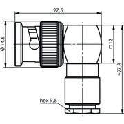 Telegärtner - Koax-Steckverbinder BNC-Kabelwinkelstecker 100023498 G2 RG59B/U Druckver