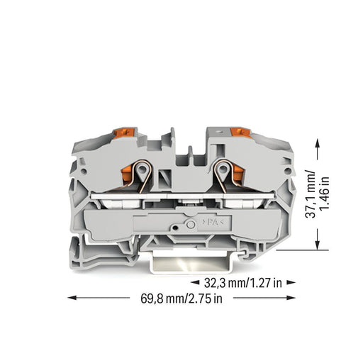 WAGO GmbH & Co. KG - Durchgangs-Reihenklemme 2-Leiter-Durchgangsklemme 2216-1201 16qmm, grau