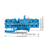 WAGO - Trenn- und Messtrenn-Reihenklemme 4-Leiter-Trenn-u.Messklem. 2002-1874/401-000 Prüfmöglichkeit,blau − 50 Stück