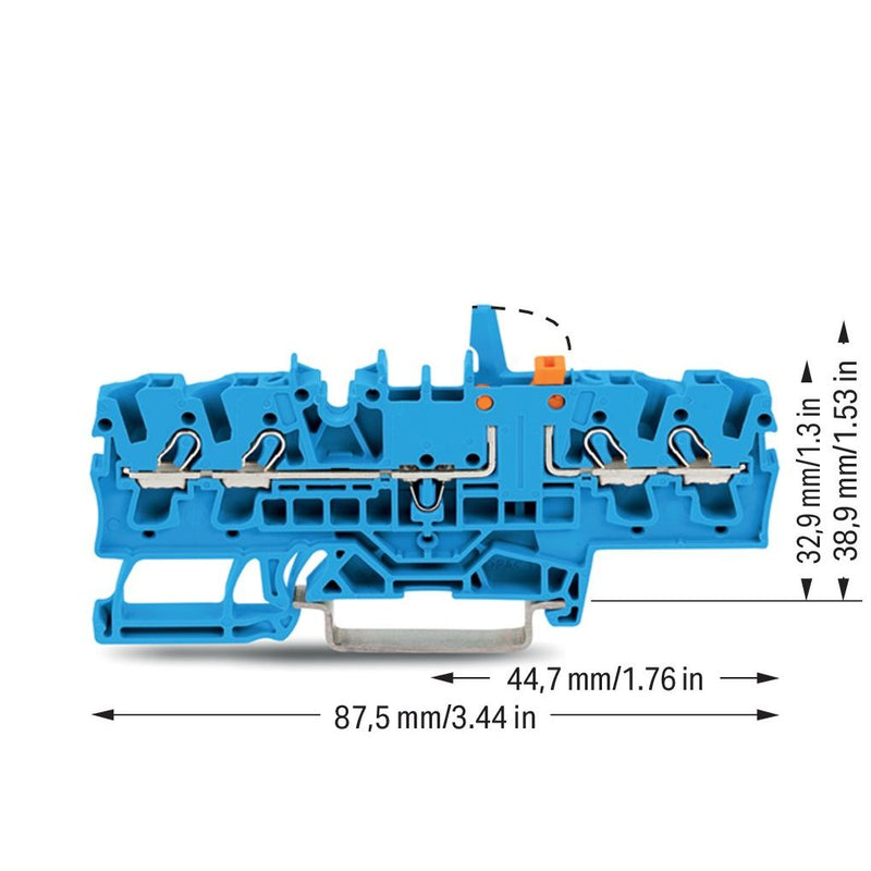 WAGO - Trenn- und Messtrenn-Reihenklemme 4-Leiter-Trenn-u.Messklem. 2002-1874/401-000 Prüfmöglichkeit,blau − 50 Stück