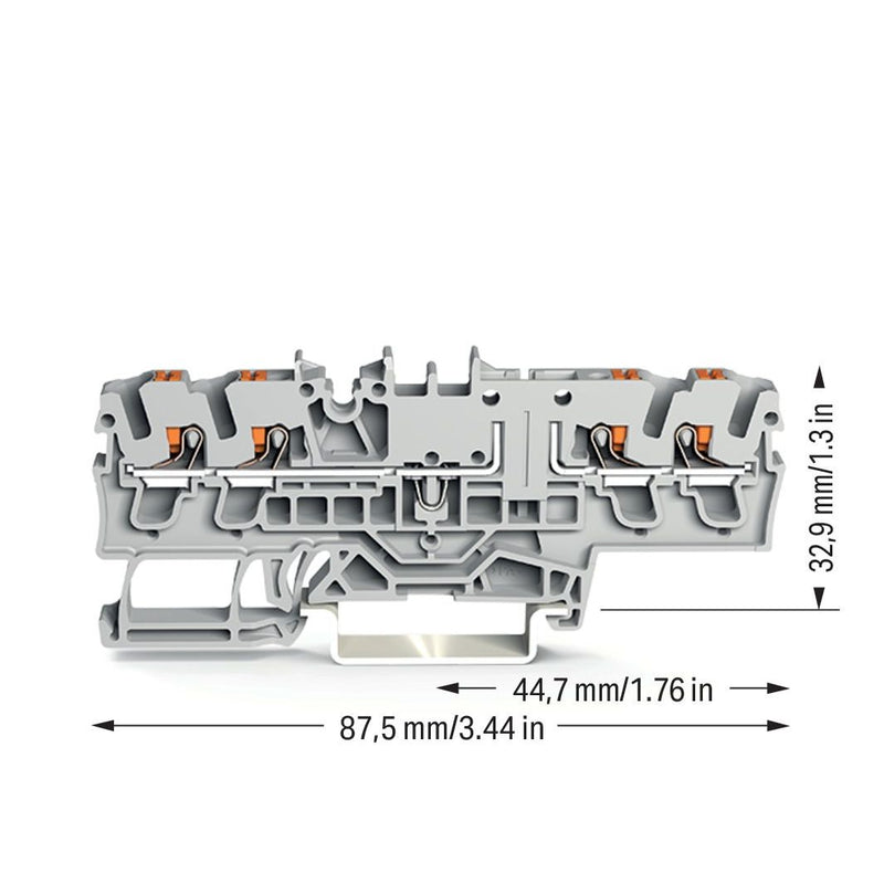 WAGO GmbH & Co. KG - Durchgangs-Reihenklemme 4-Leiter-Basisklemme 2202-1861 grau − 50 Stück