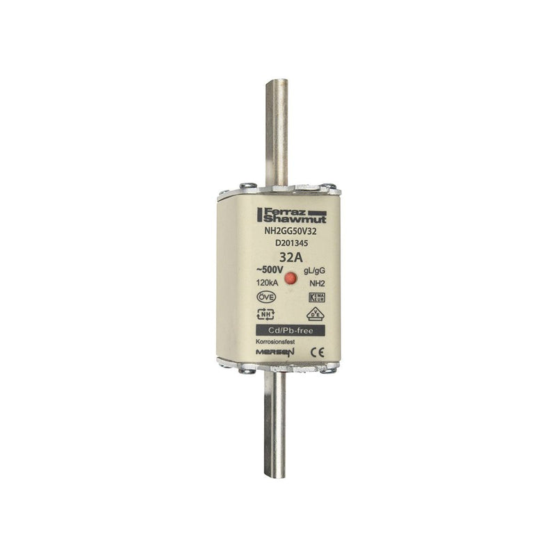Mersen - Messersicherung Sicherungseinsatz NH gG NH2GG50V32 Gr.2 32A sfü KM − 3 Stück
