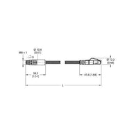 Turck - Rundsteckverbinder, feldkonfektionierbar (Industriesteckverbinder) Leitung PSGS4MRJ45S-4422-30M Industrial Ethernet