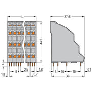 WAGO - Leiterplattenklemme Vierstock-Leiterplattenkl. 738-202 2,5mm² − 72 Stück