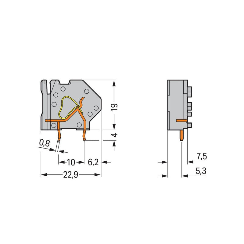 WAGO - Leiterplattenklemme Anreihbare Leiterplattenk. 745-811 4mm² − 50 Stück