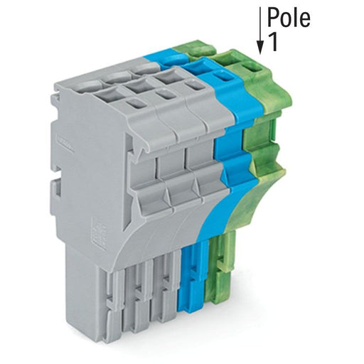 WAGO - Ein- und mehrpolige Klemmenleiste 1-Leiter-Federleiste 2022-105/000-038/999 4 mm²,gr/bl/gn-ge − 50 Stück
