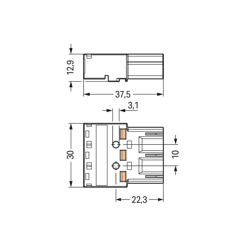 WAGO - Steckverbinder für steckbare Gebäudeinstallation Stecker 3-polig 770-273/073-000 Kod. B,hellgrün − 100 Stück