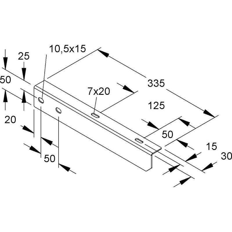 Niedax - Ausleger für Kabeltragsystem Winkelausleger WAI 200 S 30x50x335mm