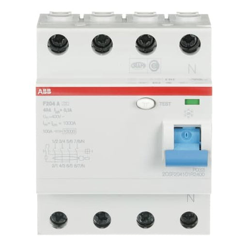ABB Stotz S&J - Fehlerstrom-Schutzschalter FI-Schutzschalter F204A-40/0,1 4P,Typ A,40A,100mA