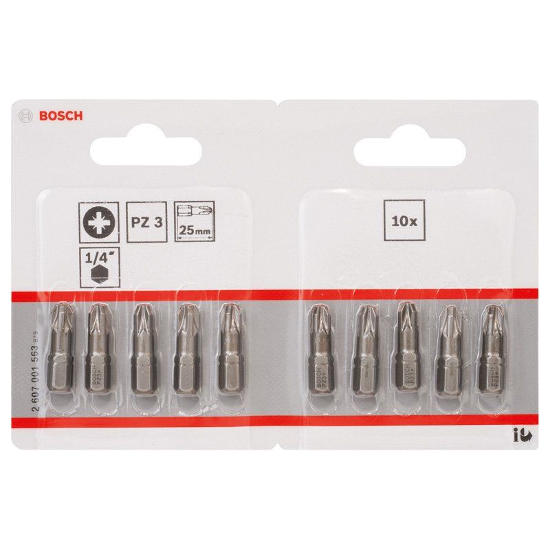 Bosch - Bit Schrauberbit Extra-Hart PZ 2607001563 3, 25 mm, 10er-Pack