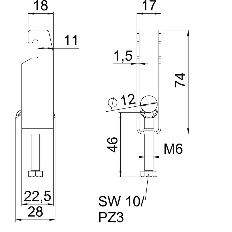 OBO Bettermann - Bügelschelle BS-U3-M-12 FT 3-fach − 50 Stück