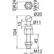 DEHN - Festpunkt für EuK-Vorrichtung Kugelfestpunkt KFP 20 M12 45 SN7078 D 20mm gerade
