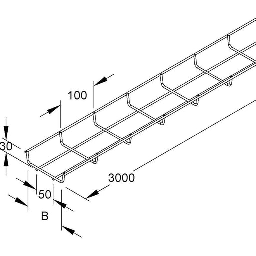 Niedax - Gitterrinne MT 30.070 V 30x70x3000mm − 3 Meter