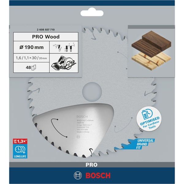Bosch - Kreissägeblatt PRO Wood cordless 2608837710 Kreissägeblatt 190 x
