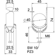 OBO Bettermann - Bügelschelle BS-H1-M-40 A4 34-40mm − 25 Stück