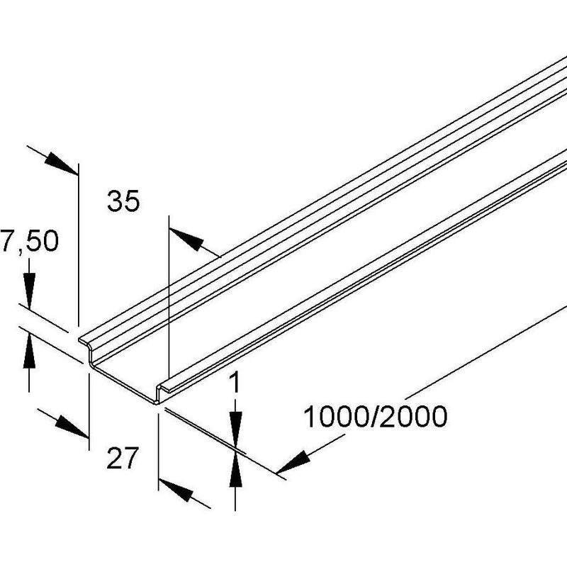HKL - Tragschiene 536/1 ungelocht − 20 Meter