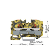 WAGO - Durchgangs-Reihenklemme 2-Leiter-Durchgangsklemme 2210-1201/000-053 Drücker,10mm²,dgr-ge − 25 Stück