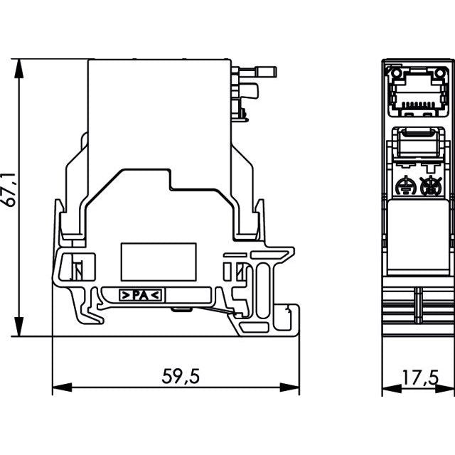 Telegärtner - Modularer Steckverbinder STX Tragschienen-Verbinder 100007436 RJ45 Modul B Cat.6A