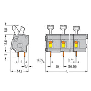 WAGO - Leiterplattenklemme 257-605 Drücker,2,5 mm²,grau − 20 Stück