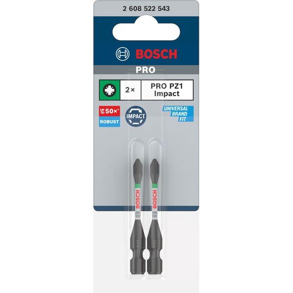 Bosch - Bit PRO Pozidriv Impact Bit, 2608522543VE(2) PZ1, 55 mm, 2-tlg