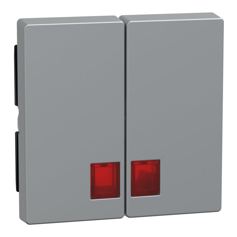 Merten - Abdeckung/Bedienelement für Installationsschalterprogramme Doppelwippe alu MEG3456-0460 mit Fenster (rot)