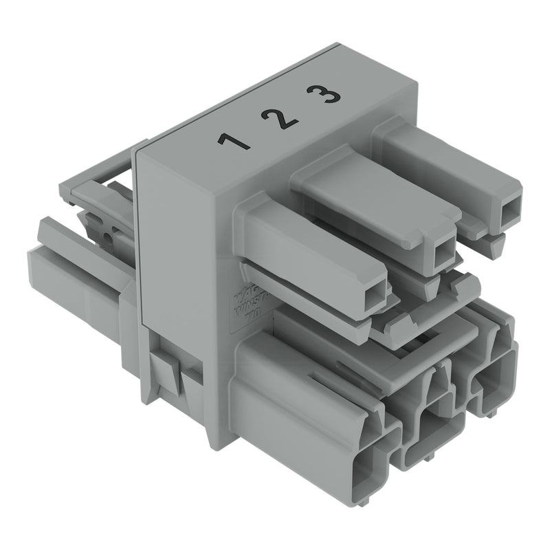 WAGO - Kompaktverteiler für steckbare Gebäudeinstallation h-Verteiler,3-polig,Kod. B 770-1767 grau − 50 Stück