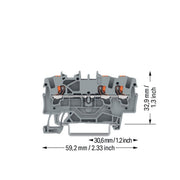 WAGO - Durchgangs-Reihenklemme 3-Leiter-Durchgangsklemme 2201-1301 1,5qmm, grau − 100 Stück