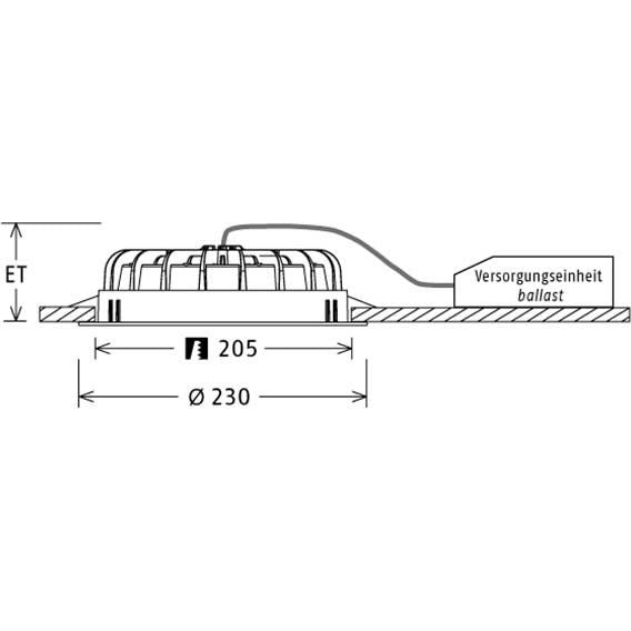 LTS Licht&Leuchten - Downlight/Strahler/Flutlicht LED-Einbaudownlight VTFL-R 102.830 WS 3000K inkl.Konverter