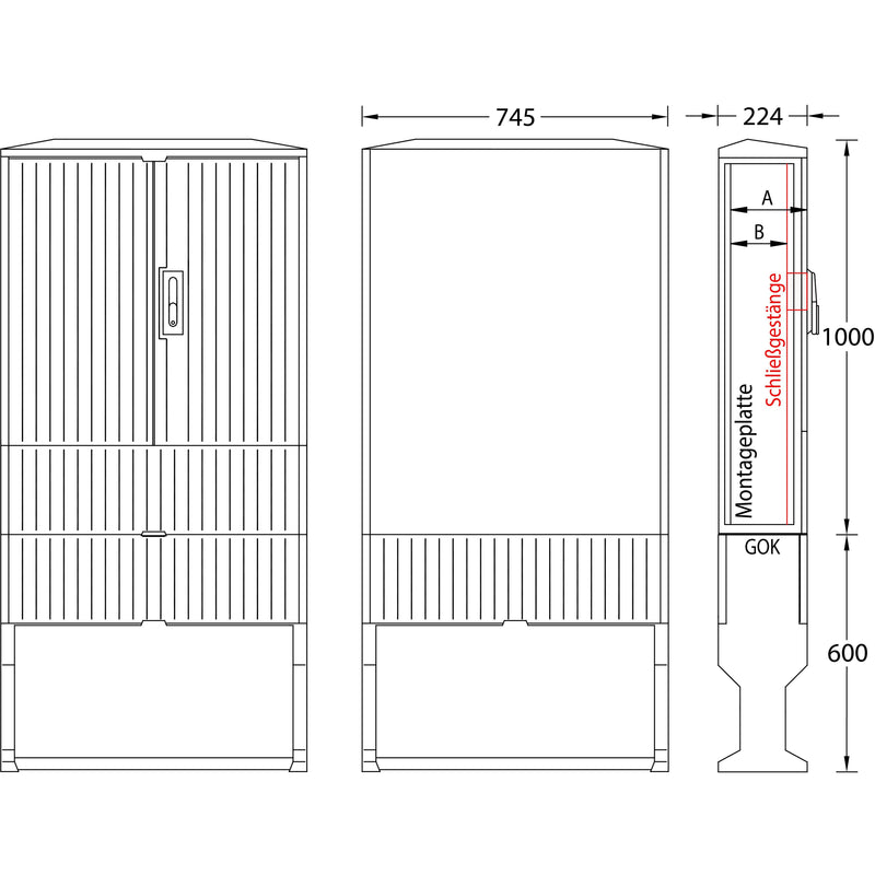 uesa - Gehäuse/Schaltschrank (leer) Leerschrank flach IP44 A100-M-1000 1100x745xx224