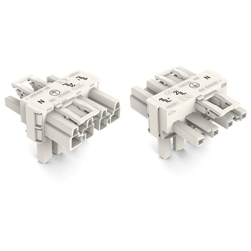 WAGO - Kompaktverteiler für steckbare Gebäudeinstallation T-Verteiler 4-polig 770-676 Kod. A,weiß − 50 Stück