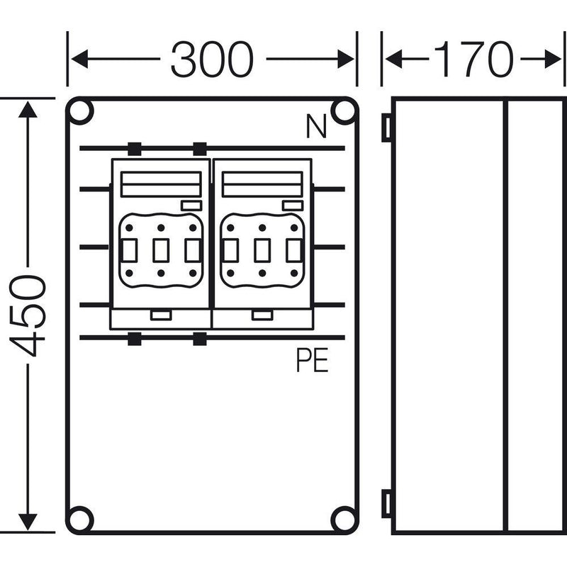Hensel - Sicherungslasttrennschalter mit Gehäuse Sicherungsgehäuse Mi 6365 2x3xNH00, 250A, 5p