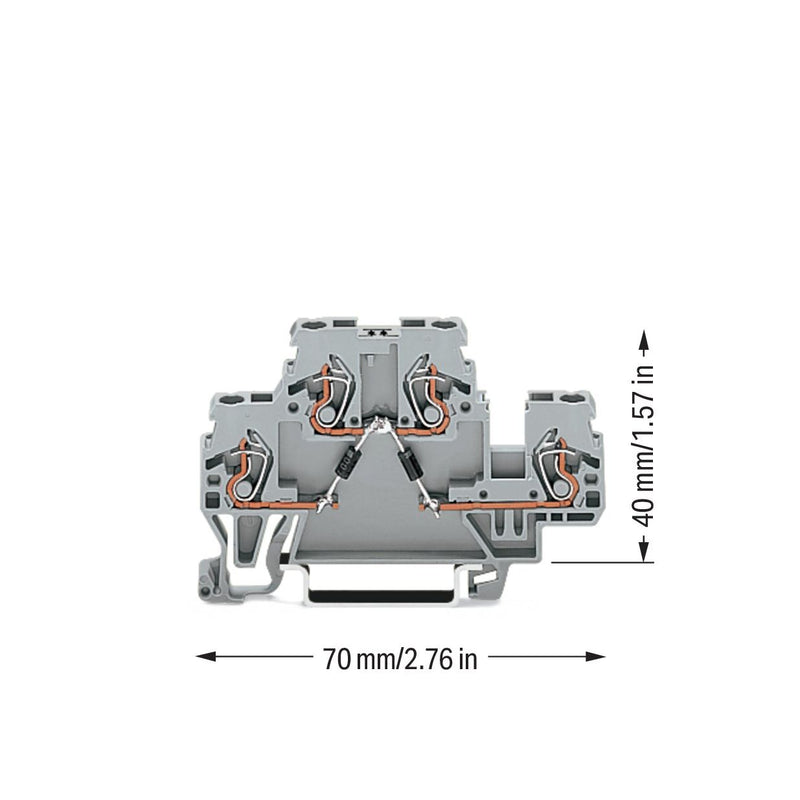 WAGO - Bauelement-Reihenklemme Bauelementklemme 870-541/281-489 2 Dioden 1N4007,grau − 50 Stück