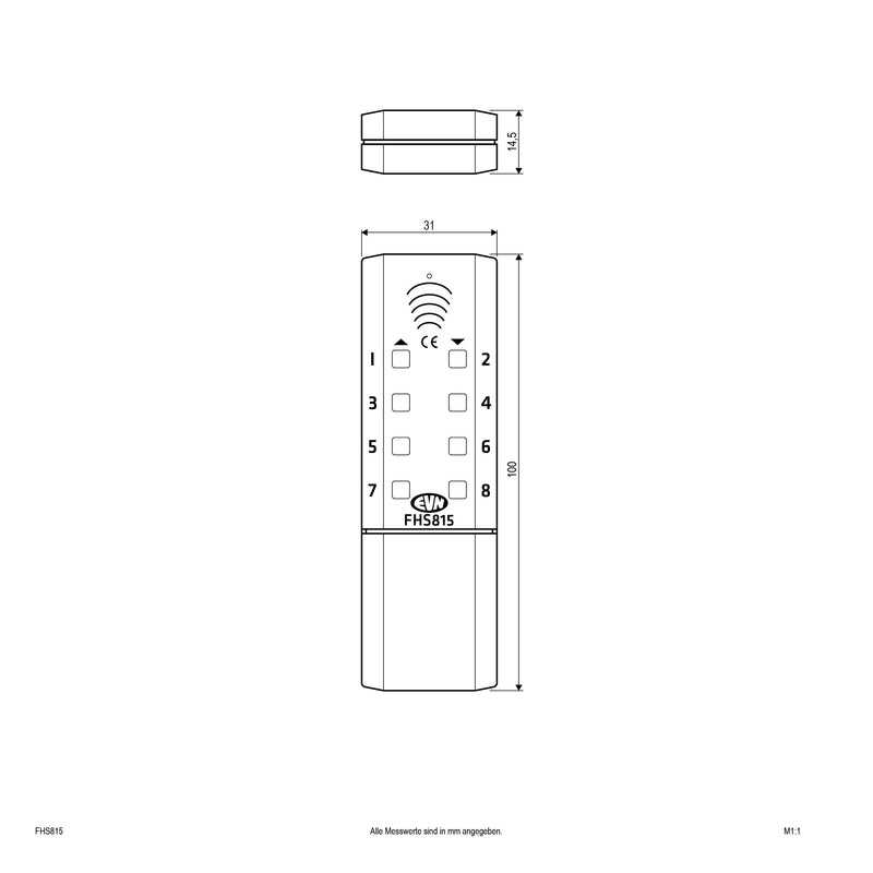 EVN Lichttechnik - Funksender Funk-Handsender FHS 815 8 Kanäle