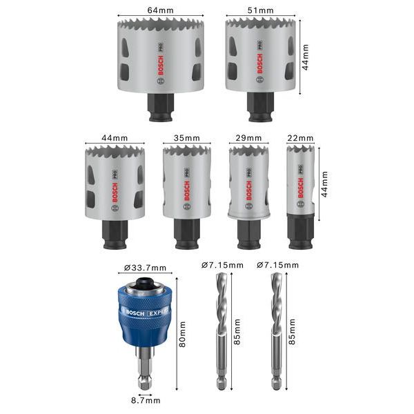 Bosch Power Tools - Werkzeugset PRO Multi Material PC Plus 2608594436VE(9) Lochsägen-Set 20 29  − 1 Packung