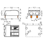 WAGO - Ein- und mehrpolige Klemmenleiste THR-Leiterplattenklemme 2061-1642/998-404 Drücker,1,5 mm²,weiß − 4320 Stück